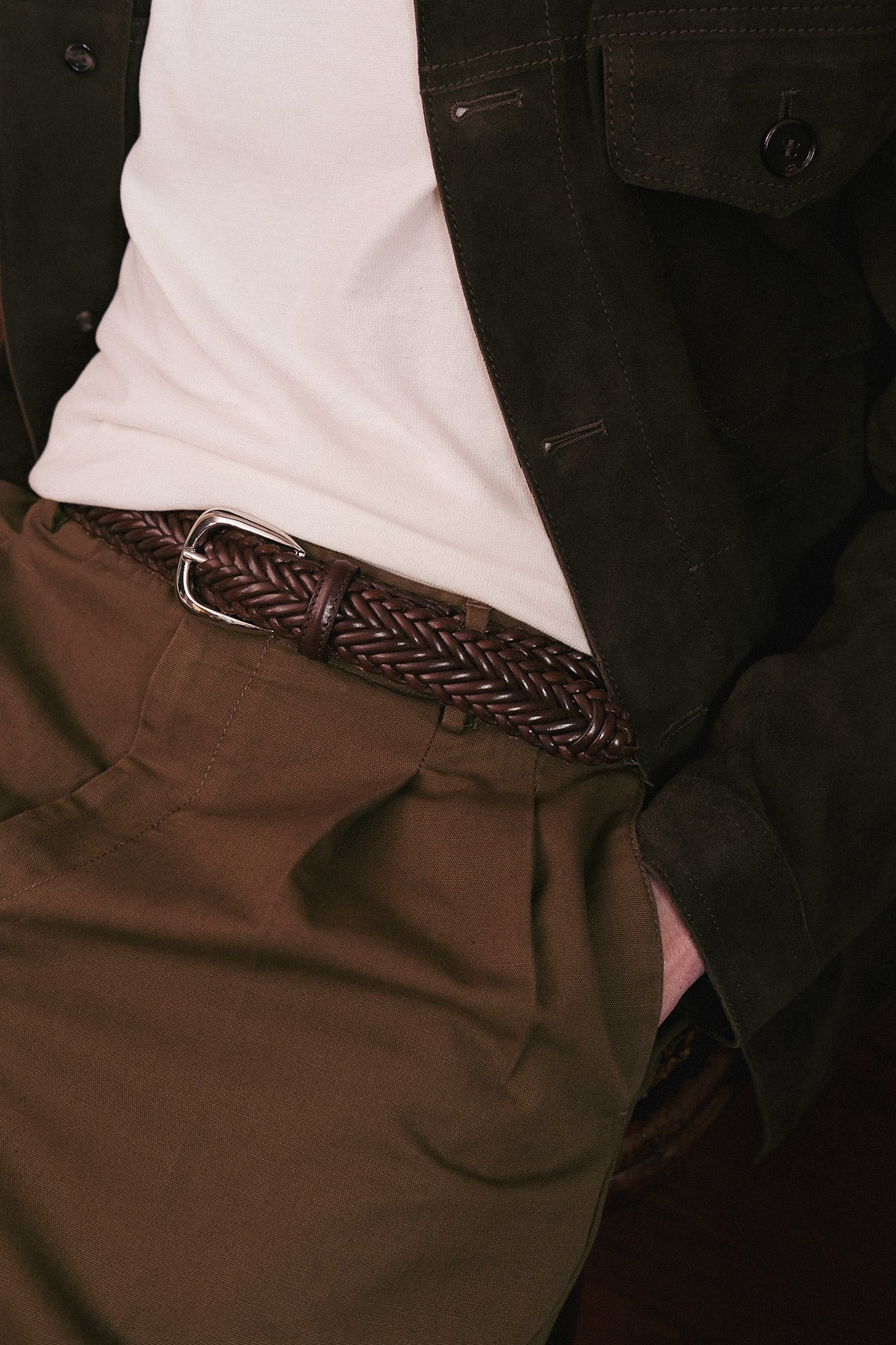 GRAND Dark Brown Hand-Braided Leather Belt