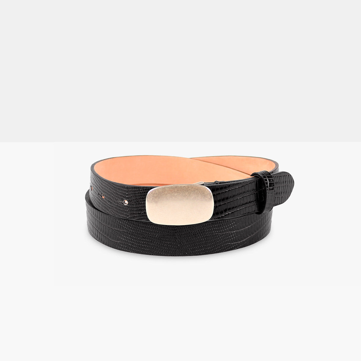DARTMOUTH Black Calf Printed Tejus Leather Belt