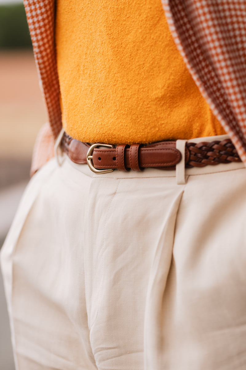 SULKY Cognac Braided Leather Belt