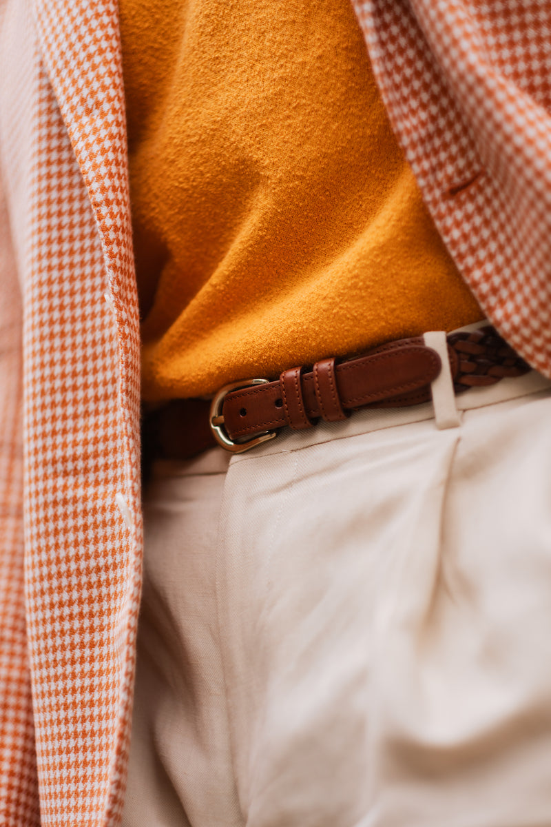 SULKY Cognac Braided Leather Belt