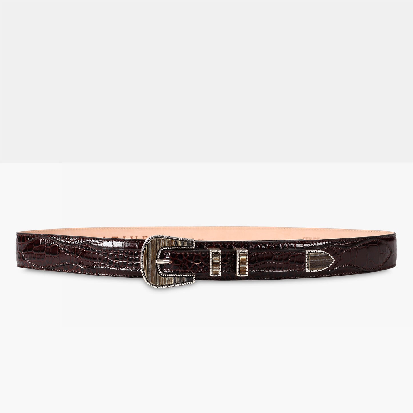 MARFA Dark Brown/H Printed Leather Belt