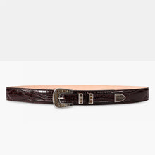 Load image into Gallery viewer, MARFA Dark Brown/H Printed Leather Belt
