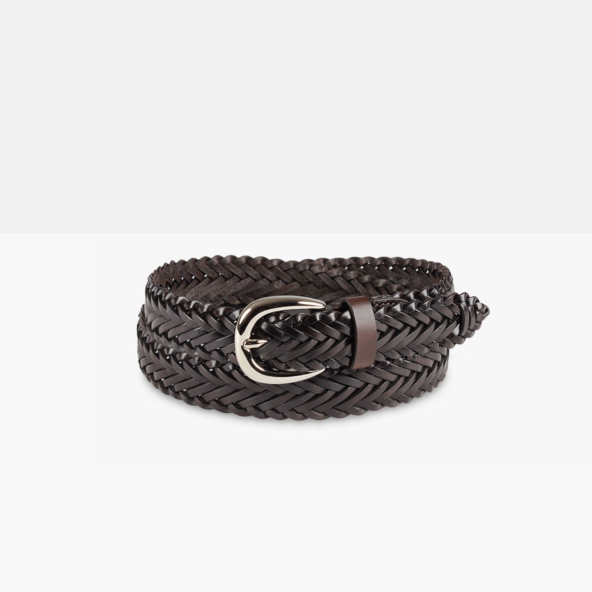 VELOUR Dark Brown Hand-Braided Leather Belt