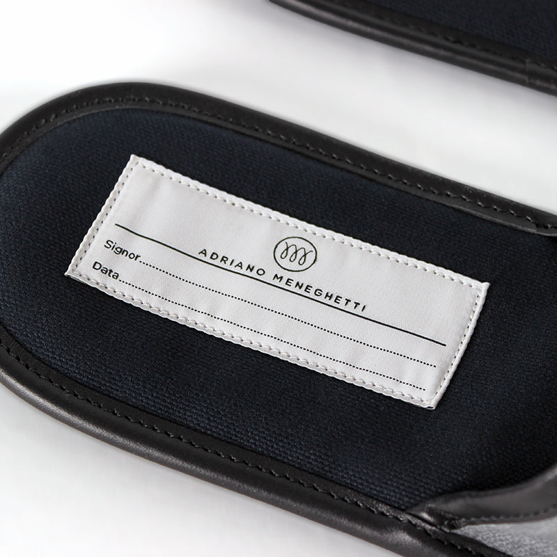 OTIUM Navy and Black Waxed Canvas and Leather Backless Slippers