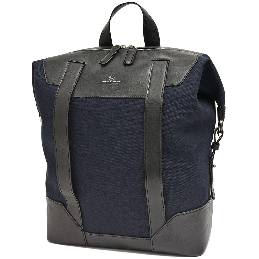 BRERA Navy and Black Canvas and Leather Totepack