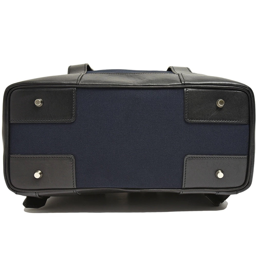 BRERA Navy and Black Canvas and Leather Totepack