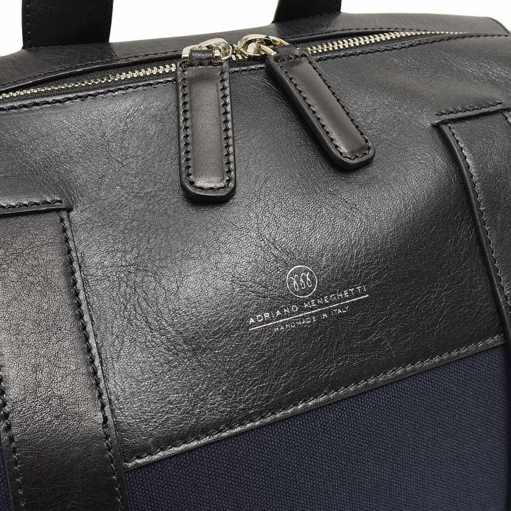BRERA Navy and Black Canvas and Leather Totepack