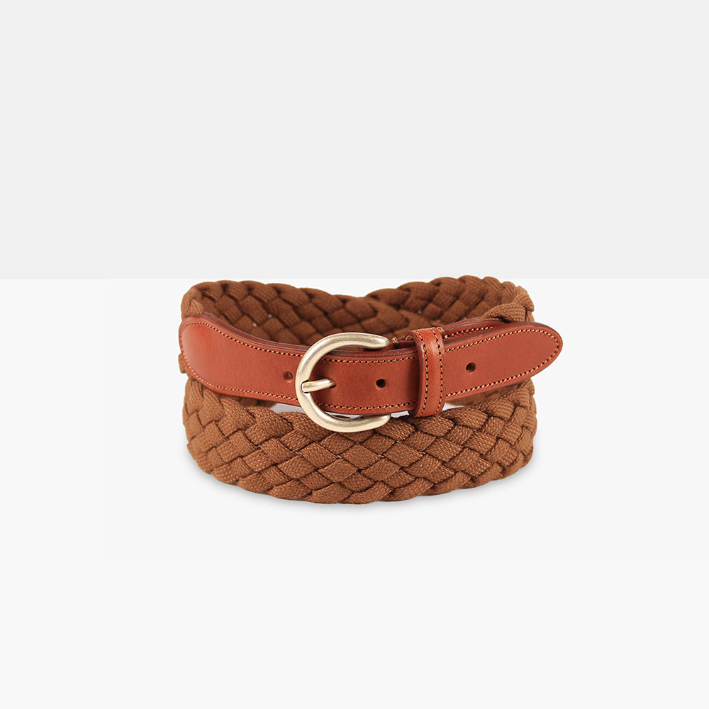 CAMARGUE Tobacco Cotton and Leather Belt
