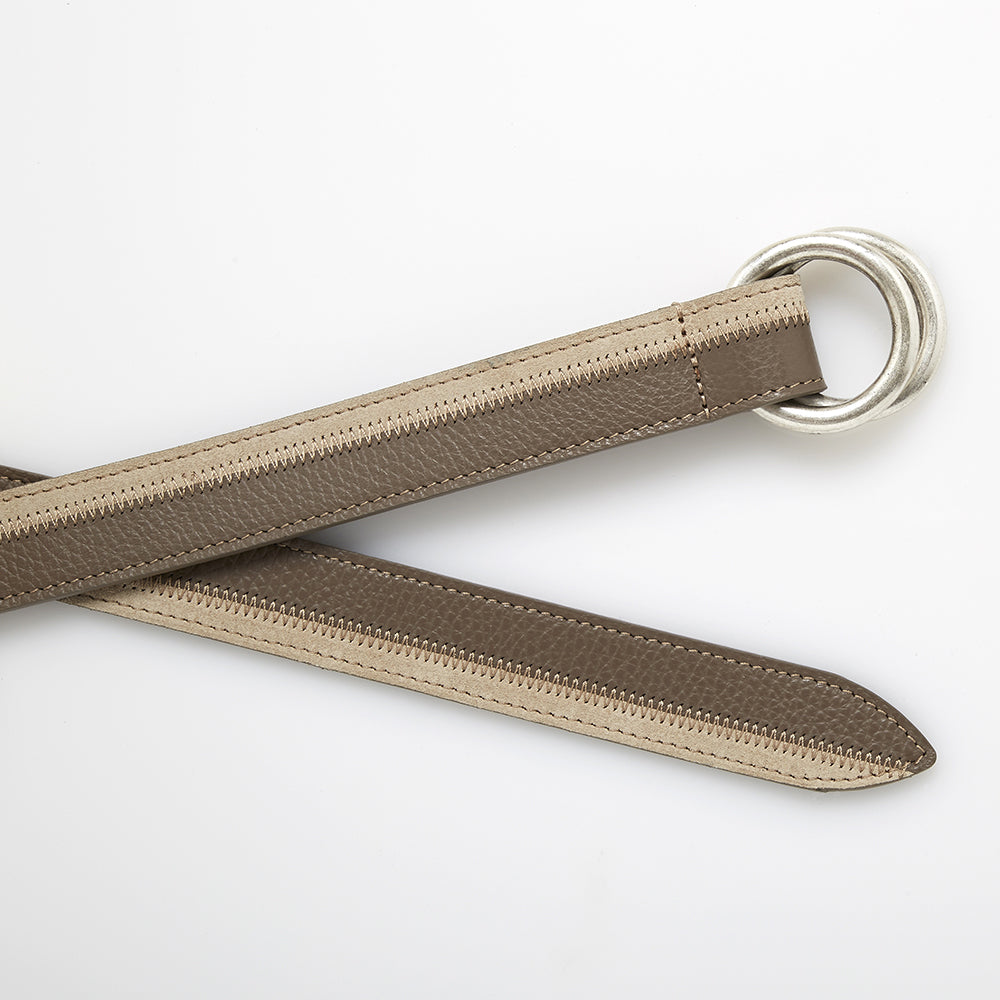 CONERO Taupe and Beige Leather Belt