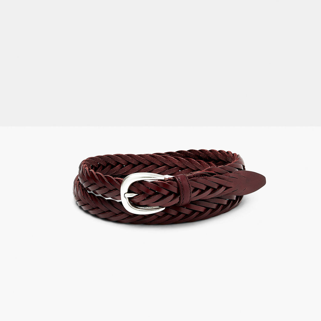 ELLAR Burgundy Hand-Braided Leather Belt
