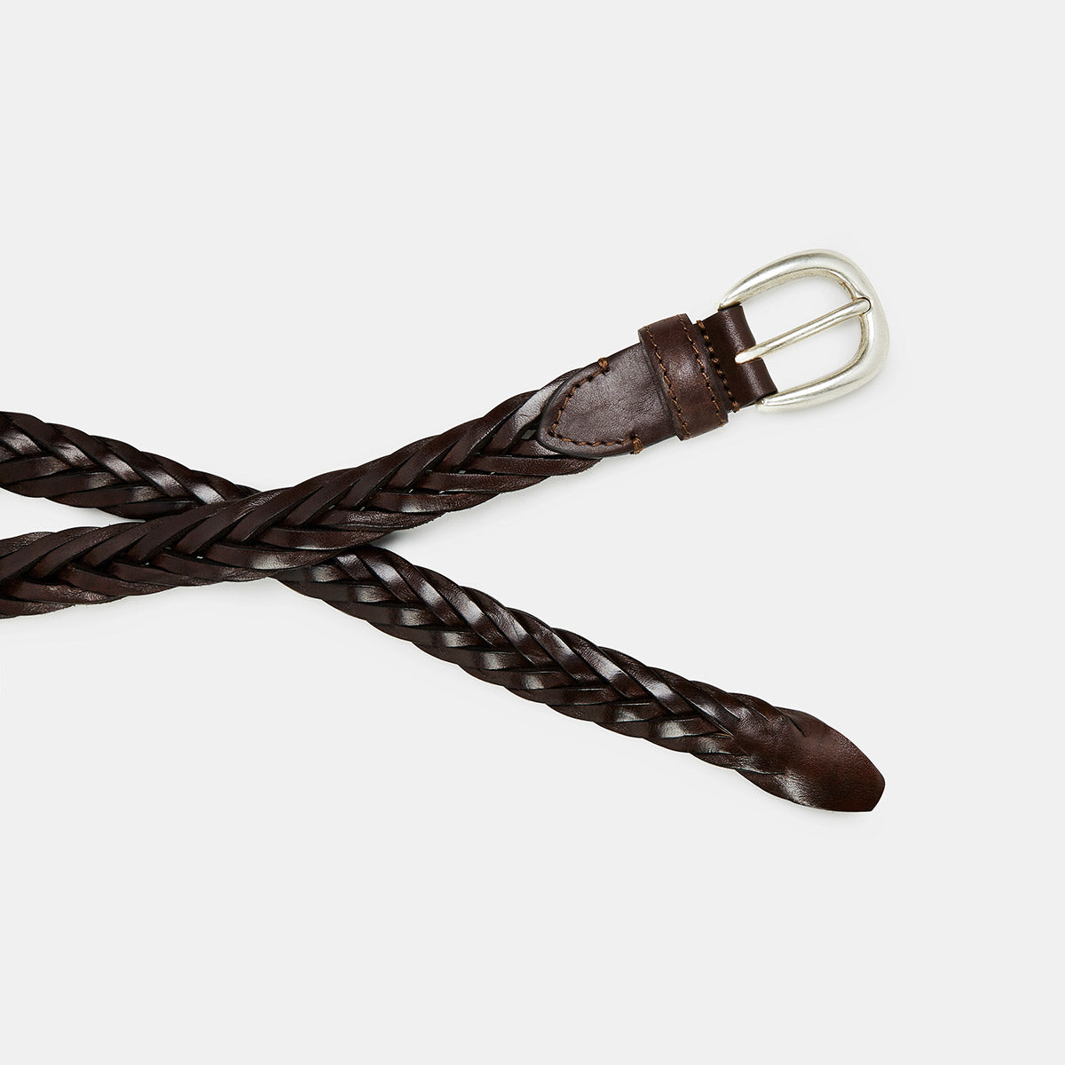 ELLAR Dark Brown Hand-Braided Leather Belt
