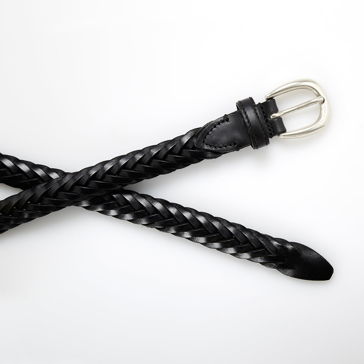 ELLAR Black Hand-Braided Leather Belt