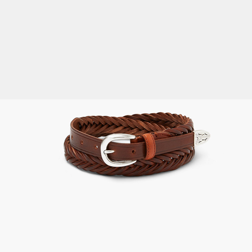 ETHAN Cognac Hand-Braided Leather Belt
