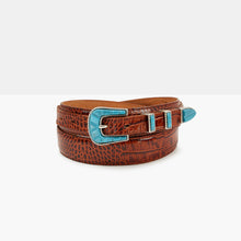 Load image into Gallery viewer, MARFA Cognac Printed Leather Belt
