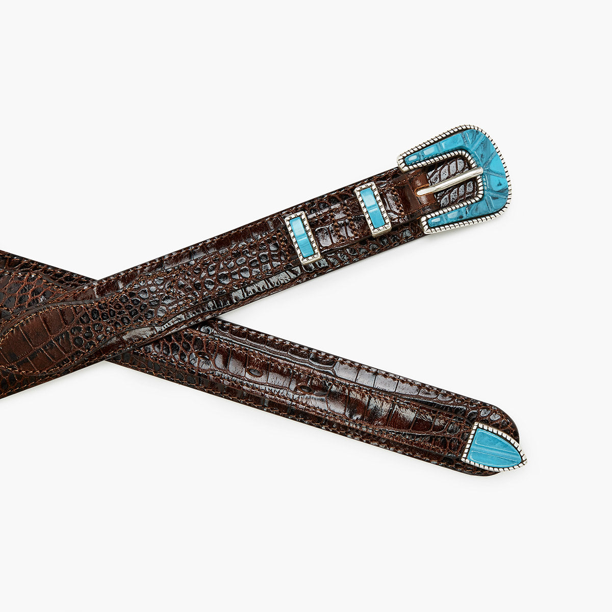 MARFA Dark Brown Printed Leather Belt