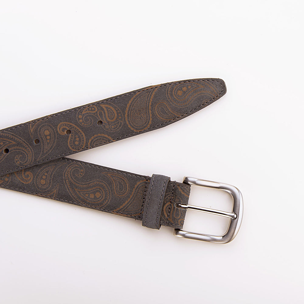 PAISLEY Powder Blue Suede Leather Belt