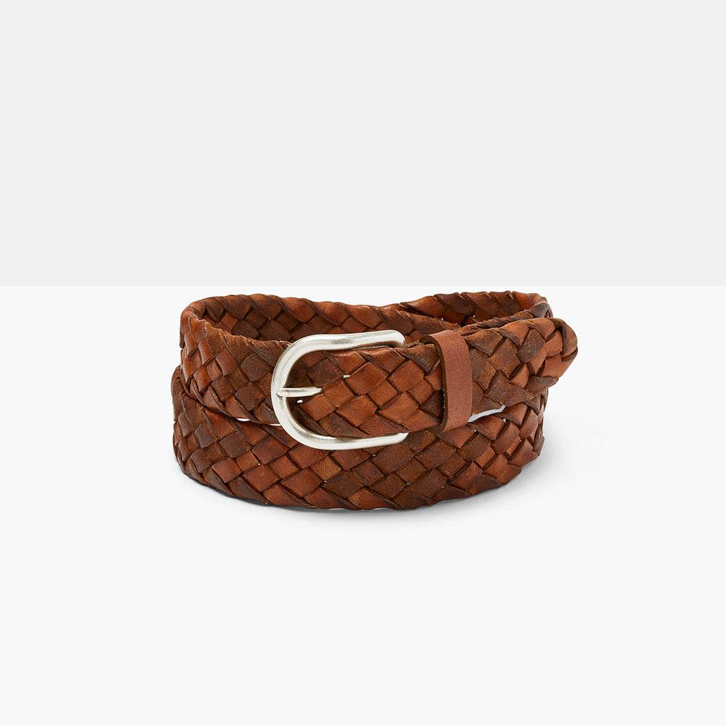 SIENA 35 Chestnut Hand-Braided Leather Belt