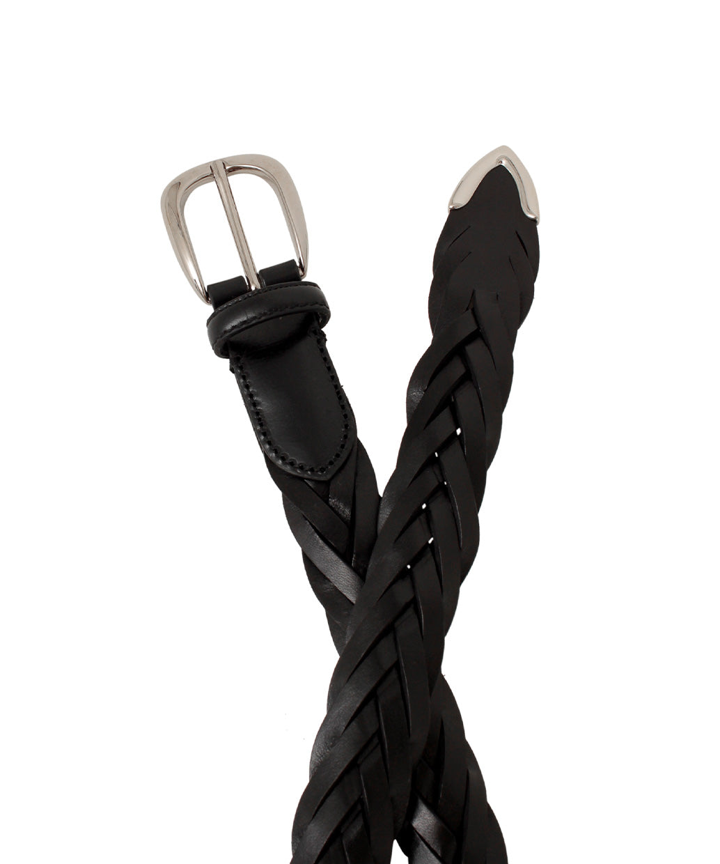 ELLAR H Black Hand-Braided Leather Belt