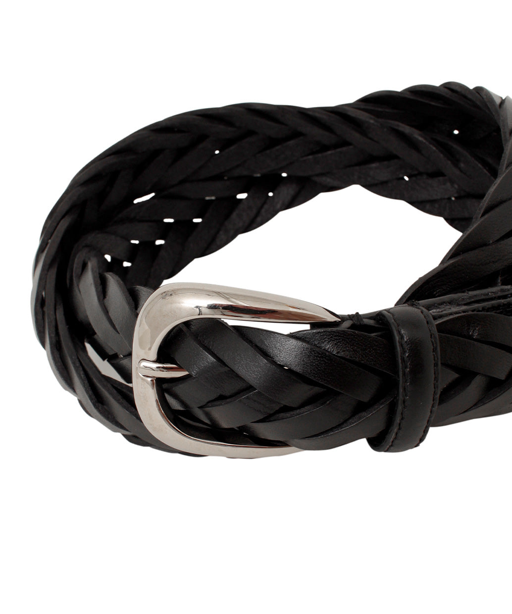 ELLAR H Black Hand-Braided Leather Belt