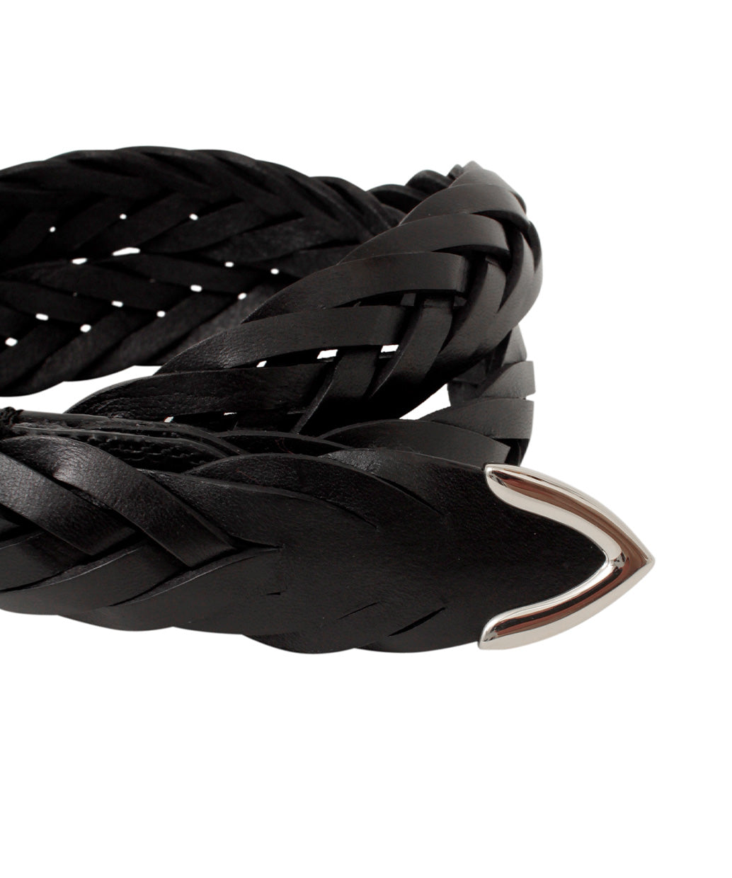 ELLAR H Black Hand-Braided Leather Belt