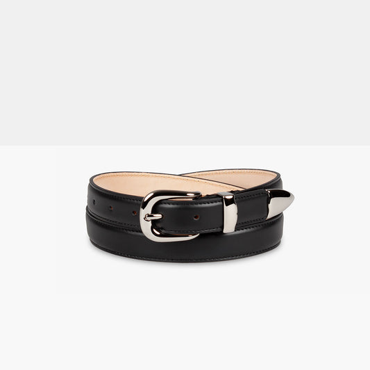 ALAMO Black Calf Leather Belt