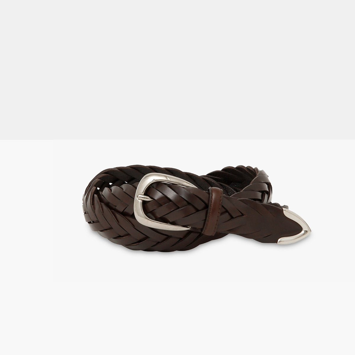 ELLAR H Dark Brown Hand-Braided Leather Belt