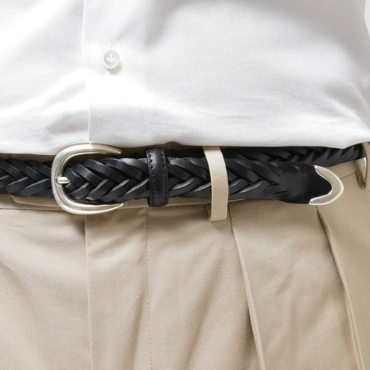 ELLAR T Black Hand-Braided Leather Belt