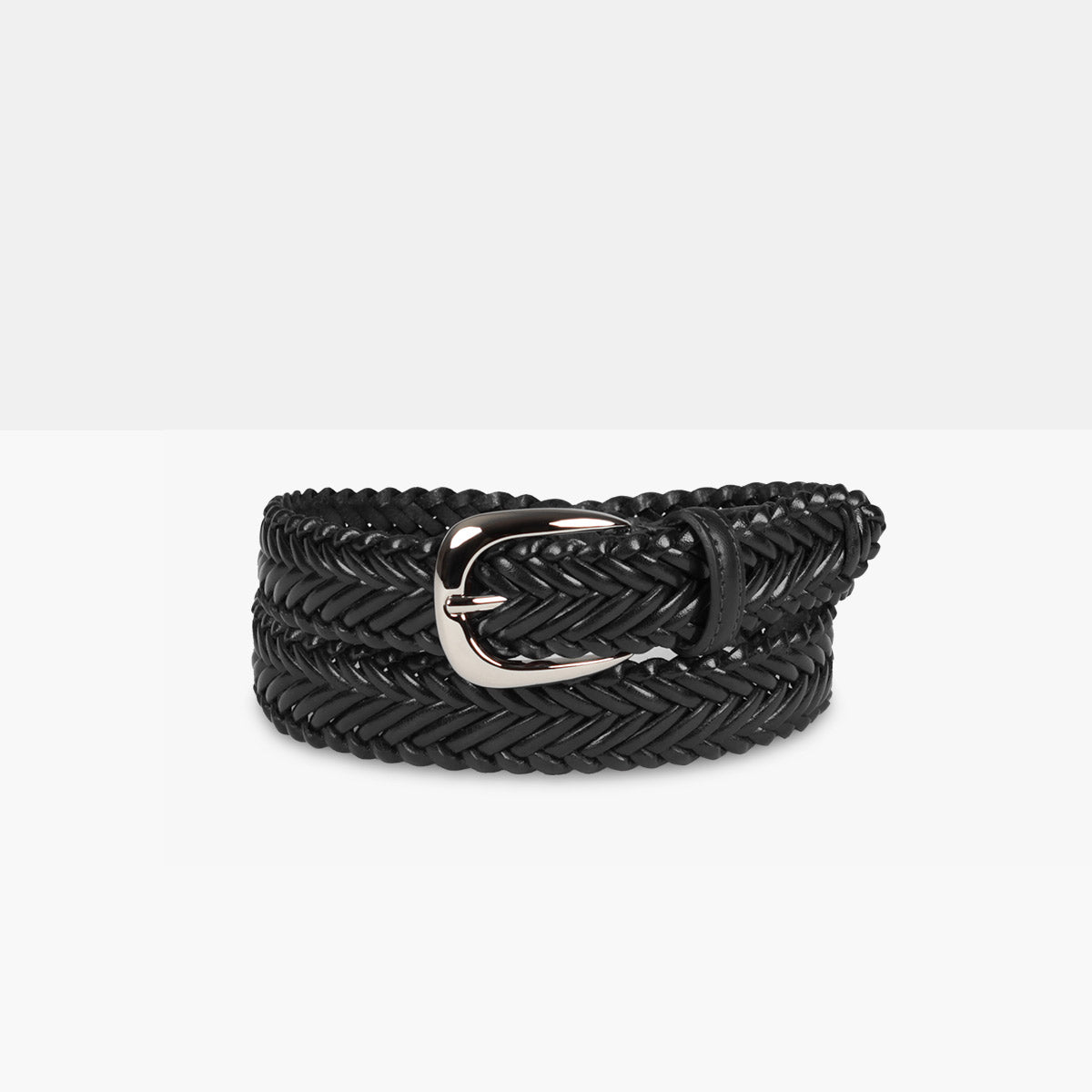 GRAND Black Hand-Braided Leather Belt