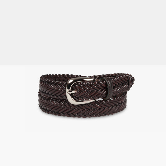 GRAND Dark Brown Hand-Braided Leather Belt