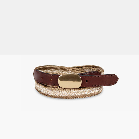 IVY Beige Rayon and Leather Belt