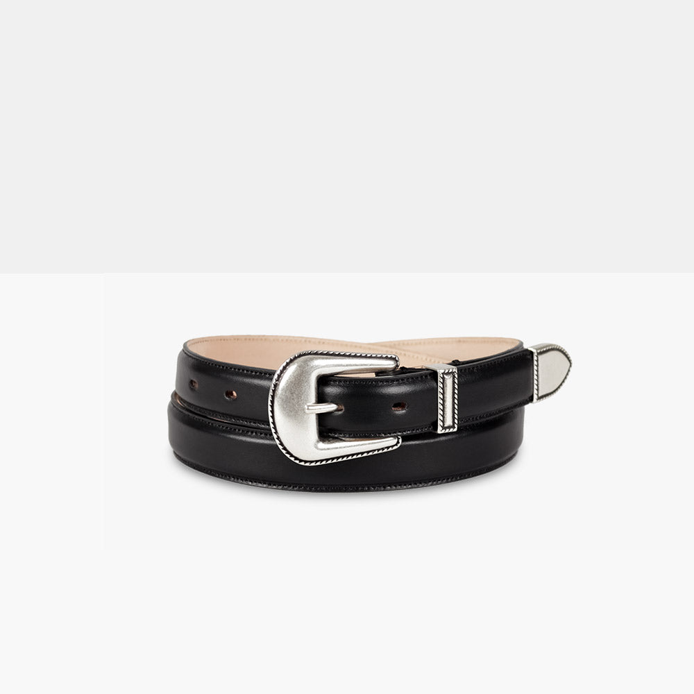 OURAY LOW Black Calf Leather Belt