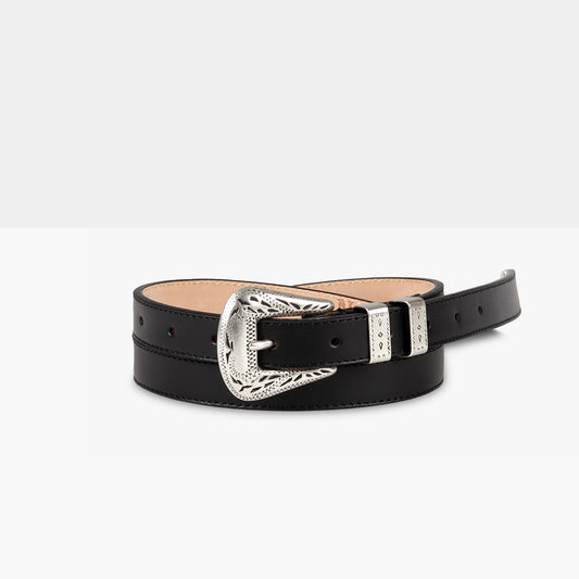 PALLADIUM LOW Black Calf Leather Belt