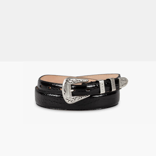 PALLADIUM Black Printed Leather Belt