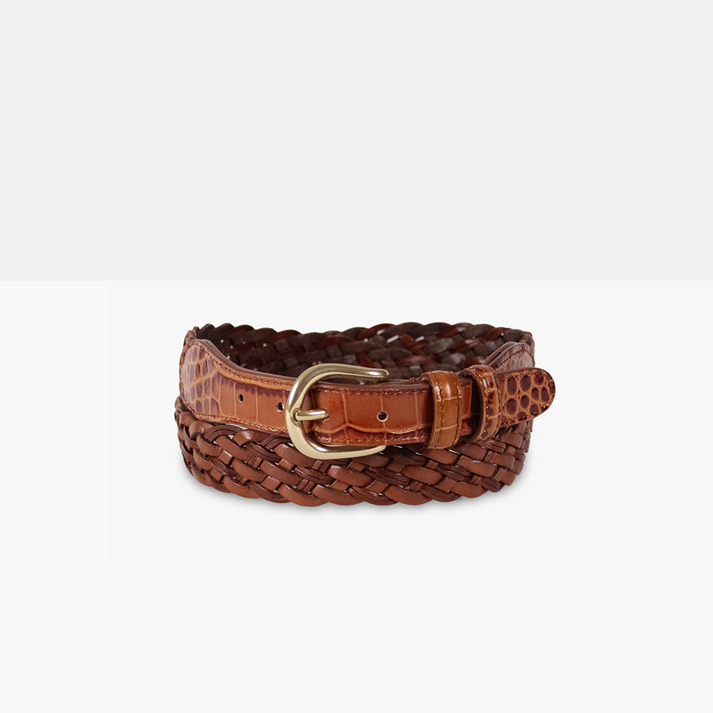 SULKY Cognac Braided Leather Belt