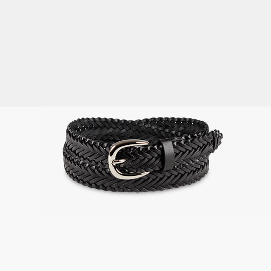 VELOUR Black Hand-Braided Leather Belt