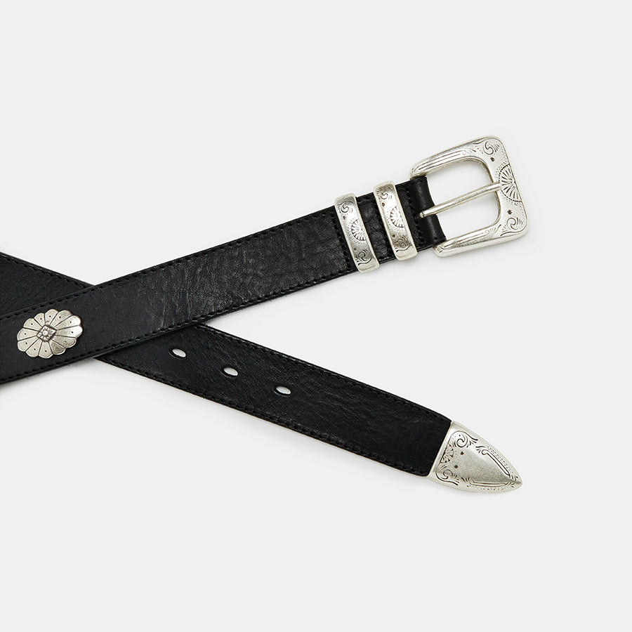 VENICE Black Vegetable Tanned Leather Belt