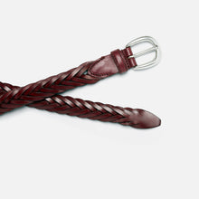 Load image into Gallery viewer, ELLAR Burgundy Hand-Braided Leather Belt
