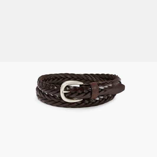ELLAR Dark Brown Hand-Braided Leather Belt