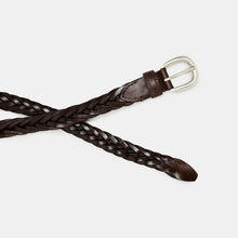Load image into Gallery viewer, ELLAR Dark Brown Hand-Braided Leather Belt

