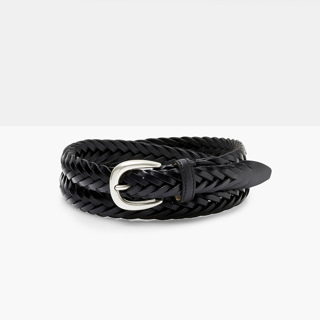 ELLAR Black Hand-Braided Leather Belt