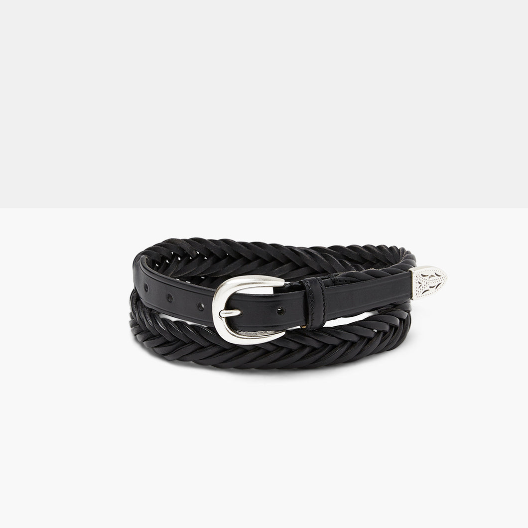 ETHAN Black Hand-Braided Leather Belt