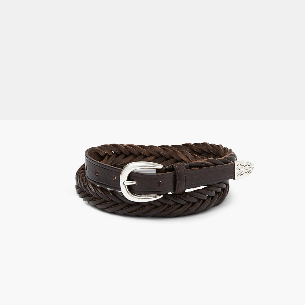 ETHAN Dark Brown Hand-Braided Leather Belt