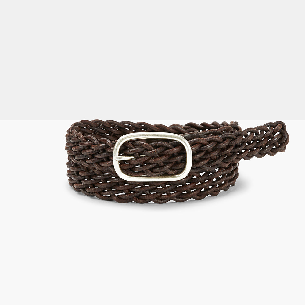 JFK Dark Brown Hand-Braided Leather Belt