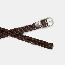 Load image into Gallery viewer, JFK Dark Brown Hand-Braided Leather Belt
