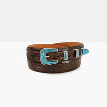 Load image into Gallery viewer, MARFA Dark Brown Printed Leather Belt
