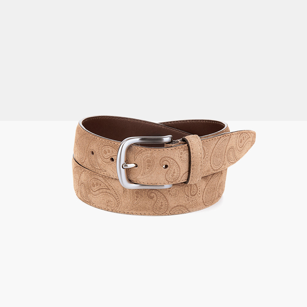 PAISLEY Sand Suede Leather Belt