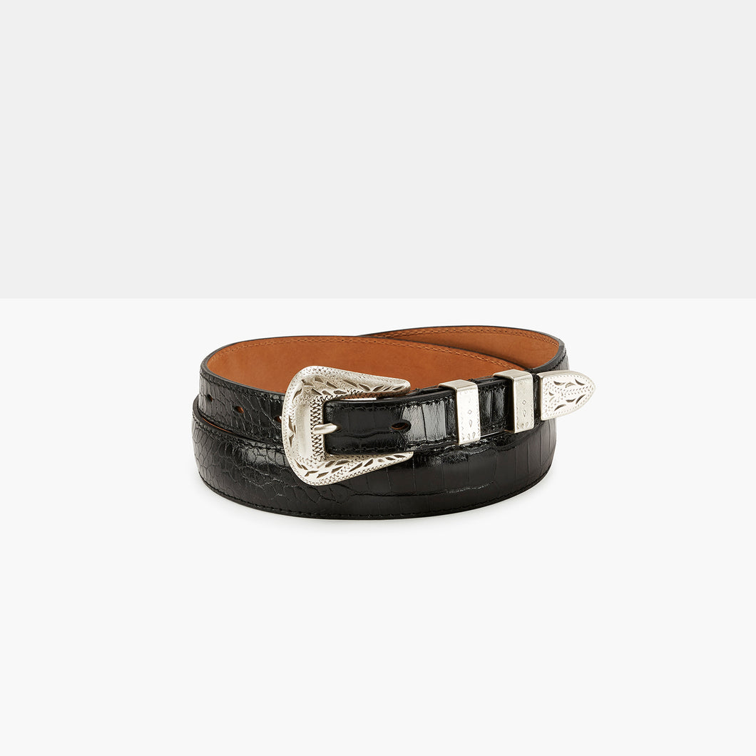 PALLADIUM Black Printed Leather Belt