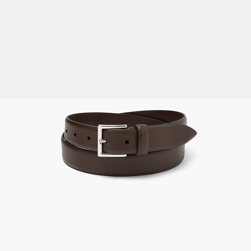 SAFFIANO Dark Brown Printed Calf Leather Belt