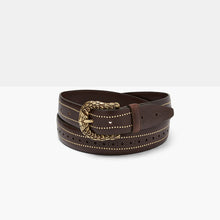 Load image into Gallery viewer, SANTA FE Dark Brown Studded Leather Belt
