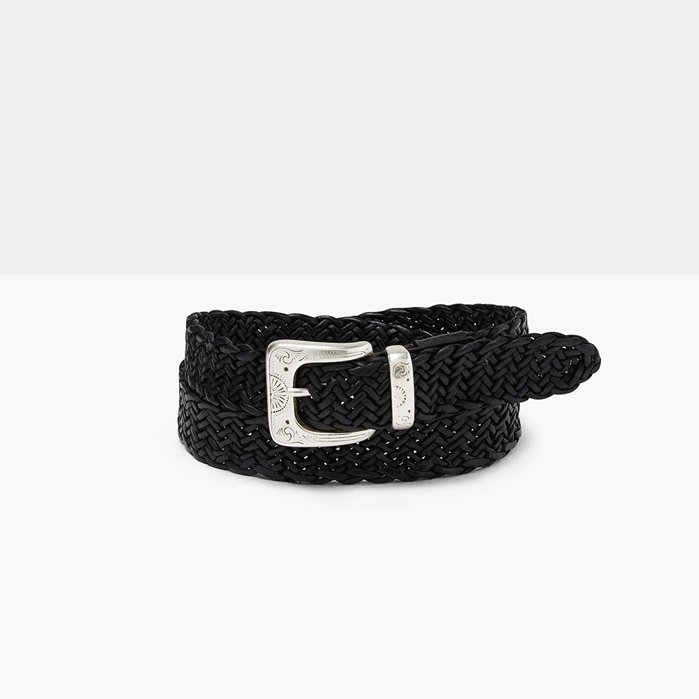 SIOUX Black Hand-Braided Leather Belt